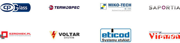 Firmy które z którymi współpracowaliśmy: CP Glass S.A., MIKO-TECH Sp. z o.o., Saportia Sp. z o.o., Termospec Sp. z o.o. ZUH, Voltar System Sp. z o.o., Zakład Remontowo-Budowlany Tadeusz Szromek, Eticod Sp. z o.o., Vir-Man Sp. z o.o. Firmy z którymi współpracowaliśmy: CP Glass S.A., MIKO-TECH Sp. z o.o., Saportia Sp. z o.o., Termospec Sp. z o.o. ZUH, Voltar System Sp. z o.o., Zakład Remontowo-Budowlany Tadeusz Szromek, Eticod Sp. z o.o., Vir-Man Sp. z o.o.